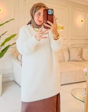 beyaz 5033 ışıltılı yumoş tunik