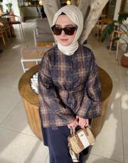 lacivert kapitone retro ceketli etekli takım 2