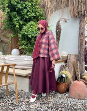 bordo kapitone retro ceketli etekli takım