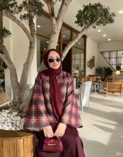 bordo kapitone retro ceketli etekli takım 2