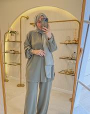 haki 22800 önden dikiş detaylı modal takım 2