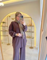 kahve 22800 önden dikiş detaylı modal takım 2