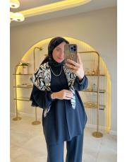 siyah 22800 önden dikiş detaylı modal takım