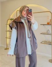 acı kahve 22798 yelekli takım