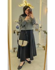 gri yakalı etek üstü birds sweat