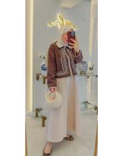 bej 18202 parçalı fermuarlı etek 2