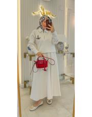 beyaz 18202 parçalı fermuarlı etek 2