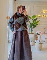 acı kahve 552 beli lastikli koton etek 2