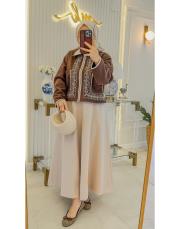 kahve 20719 etek üstü işlemeli ceket 2