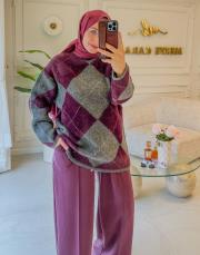 mürdüm 5040 baklava desen balıkçı yaka triko bluz 2