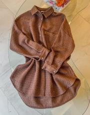 kahve pullu tüvit taş düğmeli gömlek 2