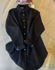 siyah pullu tüvit taş düğmeli gömlek 2