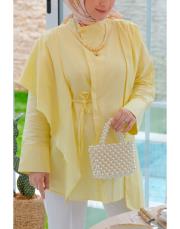 tatlı sarı liva asimetrik gömlek 3