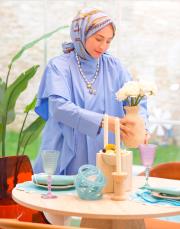 mistik mavi liva asimetrik gömlek