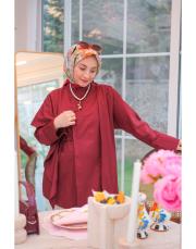 bordo liva asimetrik gömlek