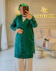 zümrüt balık kılçığı triko hırka