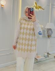 gold 5045 baklava desen simli triko tunik