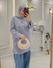 gri 17034 kol düğmeli triko 2