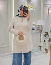 krem 17034 kol düğmeli triko