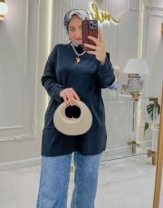 siyah 17034 kol düğmeli triko