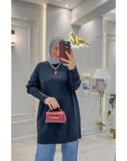 siyah 16905 kol manşet düğmeli triko