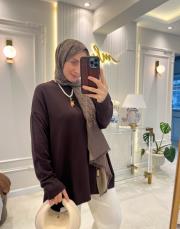 acı kahve 17139 yan yırtmaç detaylı triko