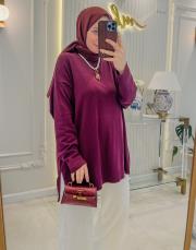 bordo 17139 yan yırtmaç detaylı triko 2