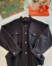 siyah gofre kabartmalı ceket