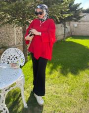 kırmızı clera krep tunik 2