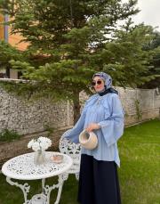 bebe mavi frill gömlek