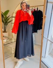 siyah comfy krep pantolon etek