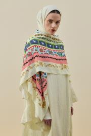 kırmızı chale omuz şalı