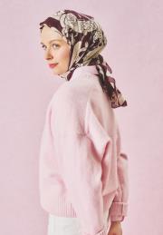 burgundy eternal desen floş eşarp