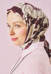 burgundy eternal desen floş eşarp 2