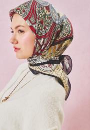 deep black love ın bloom desen floş eşarp