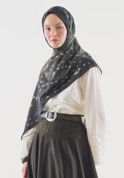 siyah fawn desenli pamuk viskon şal