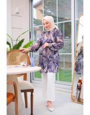 lacivert sofia ipek yoryo gömlek