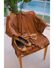 soft kahve lavin volante gömlek