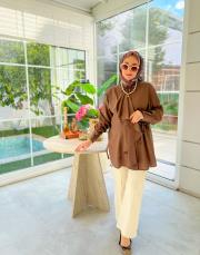 soft kahve lavin volante gömlek 3