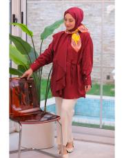 bordo lavin volante gömlek