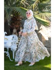 adaçayı minel  desenli elbise 2