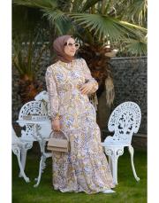  şal desen hardal elbise 3