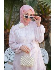  soft pembe hilay desen elbise