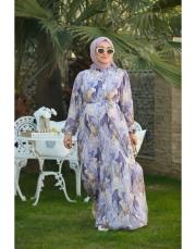  mercan desen  lila elbise 2