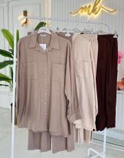 kahve iki cepli takım