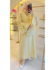 pastel sarı 22860 kat kat volan kollu takım 2