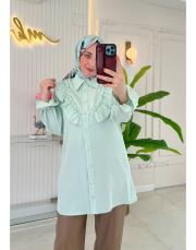 mint 314 ruffle taş yaka gömlek