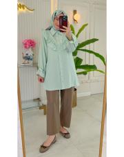 mint 314 ruffle taş yaka gömlek 2