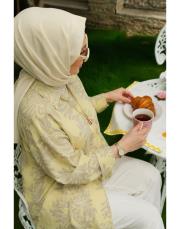 pastel sarı 7837 desenli gömlek 2