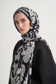 siyah moon monogram floş şal